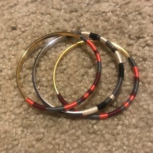 2/$19 Set of Three Weave on Metal Bracelets